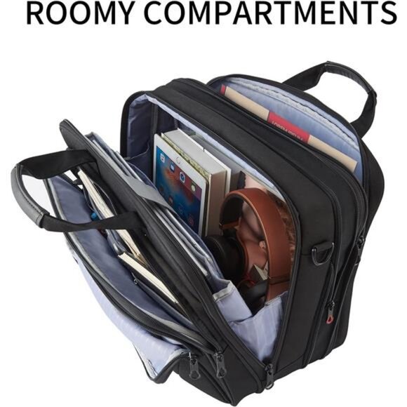 Laptop Bag 17.3 Inch Premium Laptop Briefcase, Expandable Water Repellant Bag - Picture 6 of 7